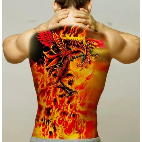 Tempoary tattoos to cover scars large tattoo sticker waterproof temporary body tattoo back mens boys sexy stickers fire dragon