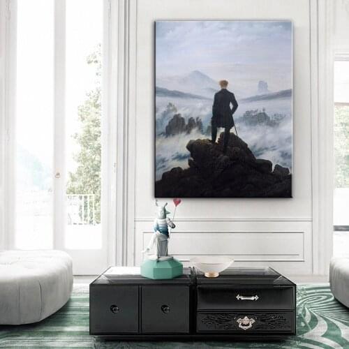 Wanderer Above The Sea of Fog Famous Paintings Canvas Painting Art Posters and Prints Wall Pictures Cuadros for Living Room