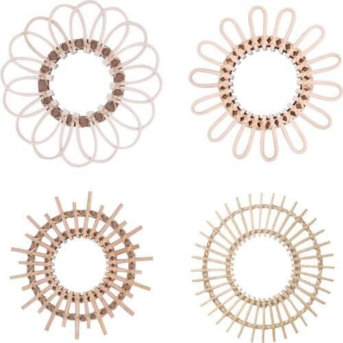 Hanging Wall Mirror Handmade Homestay Decorative Mirror Wall Decoration Wall Hanging Rattan Mirror Living Room Makeup Mirror