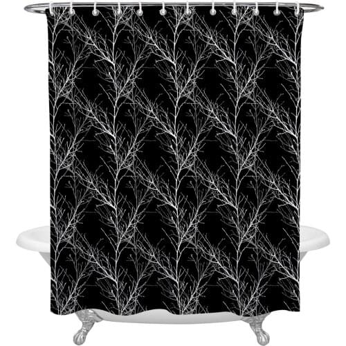 Black Branch Forest Simple Texture Waterproof Polyester Shower Curtain Bathroom Supplies Decor Curtain Fabric Shower Curtain