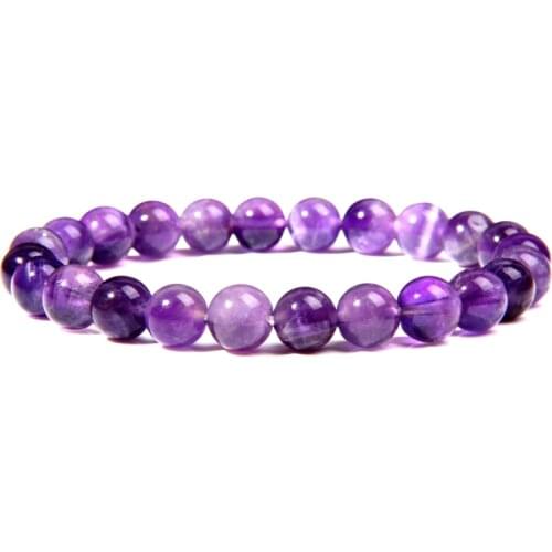Female Natural Amethysts stone beads bracelet for women men simple purple quartz crystal bracelets jewelry for ladies wholesale