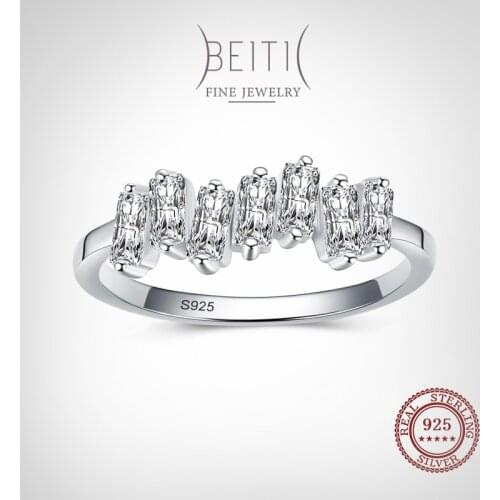 Beitil Shining Geometric Clear Zircon For Women 925 Sterling Silver Jewelry Wedding Statement Engagement Female
