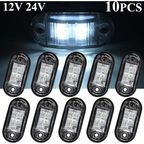 10PCS 12V / 24V LED Side Marker Lights Car External Lights Warning Tail Light Auto Trailer Truck Lorry Lamps white color