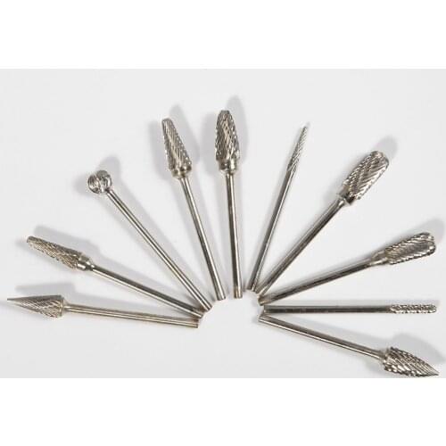 Free Shipping Set of 10 Tungsten Steel Dental Carbide Burs Lab Med Burrs Tooth Drill 2.35mm