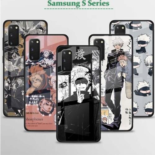Jujutsu Kaisen Anime Tempered Glass Case For Samsung Galaxy S21 S20 FE S20 Ultra S10e S10 Lite S9 S8 Plus 5G Shell Cover Coque