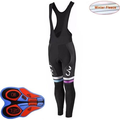 Black/red girls Winter Cycling Pants 9d Gel Pad Bike Bicycle Trousers Long Culotte Ciclismo Women Thermal Fleece Cycling Wear