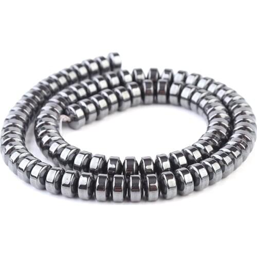 DIY Handmade Flat Bead Black Gallstone Beaded High Quality Natural Hematite Wheel Bead Bracelet Loose Beads In Stock