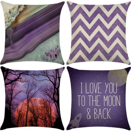 Purple New Style Durable Pillow Case Versatile Easy to Clean Soft Living Room Couch Pillow Slip for Car Hotel Cafe Sofa Decor