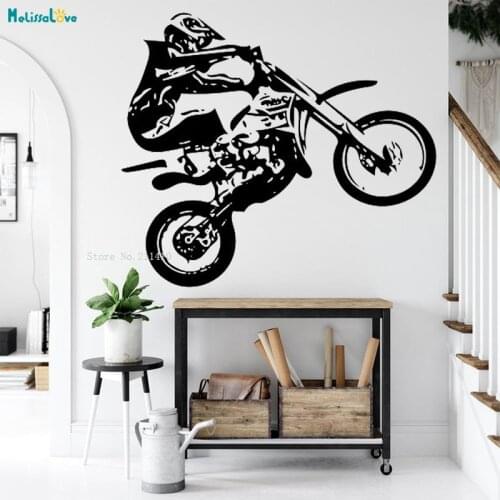 Racing Obstacle Motorcycle Wall Sticker Decals Motorcross Free Style Dirt Bike Adrenaline Sport Home Decor Man Room YT3798