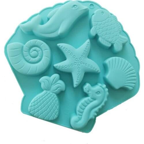 Creative marine fish hippocampus modeling silicone cake taro mold plaster painted mould soap Kitchen Product