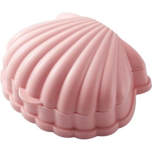 Creative Lovely Shell Shape Soap Box Portable Travel Soap Container with Lid Dustproof Waterproof Bathroom Soap Drain Soap Box