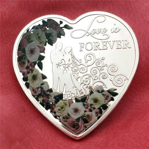 Forever Love Heart-shaped Silver Commemorative Coin Romantic Lucky Marriage Anniversary Collection Valentines Day Wedding Gifts