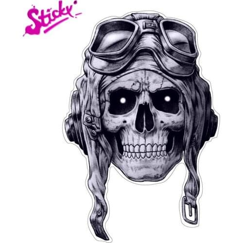 STICKY Aviators Skull Sticker Waterproof Sunscreen For Auto Motocross Racing Laptop Helmet Trunk