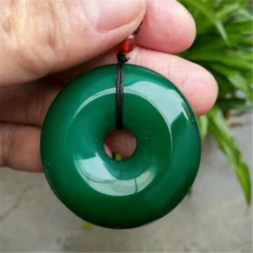 Natural green chalcedony agate peace buckle mens and womens ice transport Agate Pendant