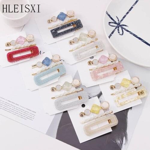 New Fashion Pearls Acetate Geometric Hair Clips For Women Girls Headband Sweet Hairpins Barrettes Hair Accessories Sale