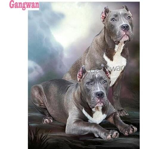 Full square/round diamond painting Pit Bull Terrier dog 5D DIY diamond embroidery pet puppy crystal cross stitch wall sticker