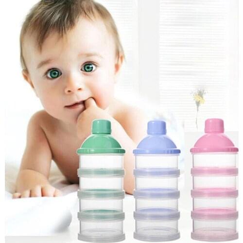 Portable Newborn Baby Milk Powder Dispenser Travel Kids Baby Feeding 4 Layers Milk Powder Dispenser Bottle Storage Contain