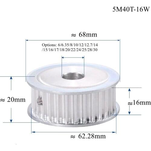 HTD 5M-40T-16W /8/10/12/14/15/16/17/18/19/20 Bore Pitch-5mm Belt Width 15mm Timing Belt Pulley