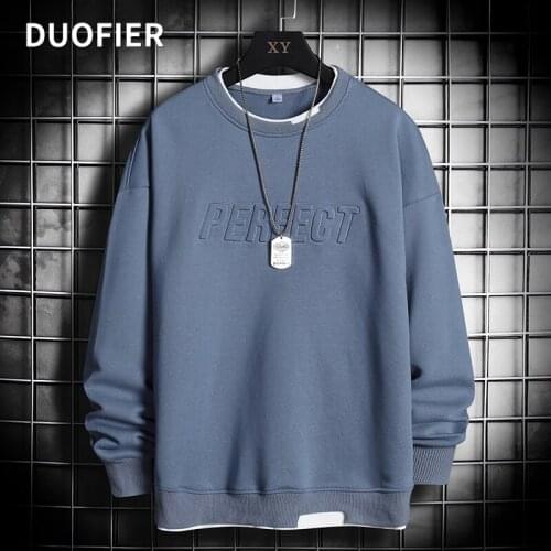 Men Casual Sweatshirts Autumn 2021 Harajuku New Man Solid Long Sleeve O-Neck Sweatshirt Fashion Hoodies Hip Hop Loose Streetwear