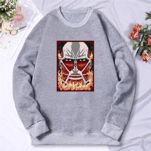 Spring Autumn Attack on Titan Cartoon Print Hoodie Super Titan Graphic Korean Style Pullover Anime Aesthetic Casual Sweatshirt