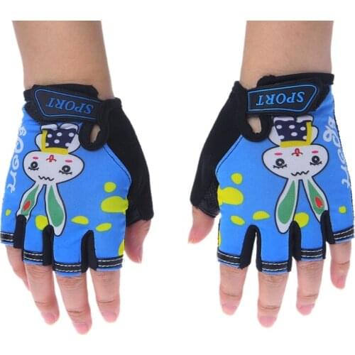 Bike Bicycle Cycling Gloves Kids Child Rabbit Outdoor Sports Non Slip Breathable Half Finger