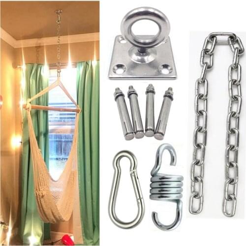 Ceiling Suspension Wall Mount Bracket Rotate Anchor Stainless Steel Chain With Hook Spring For Swing Chair Hammocks Hanging Bed