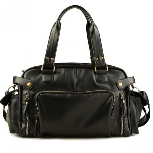 Vintage Men Messenger Bags Travel Crossbody Bag Male Waterproof Handbag Shoulder Bag PU Leather Duffle Bag Women Overnight Bag