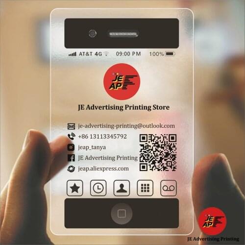 100/200/500pcs Clear Print PVC Business Card Transparent Plastic ID Cards Design Calling Waterproof Round Custom Printing 86*54