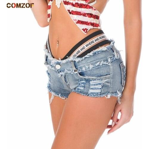 High quality women denim shorts pole dance sexy low waist night club hot jeans womens summer hole letters shorts bermudas