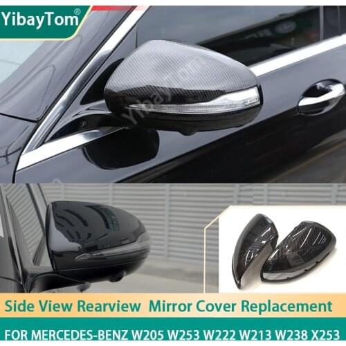 Carbon Fiber Pattern Mirror Cover Cap Replacement For Mercedes-Benz C S E GLC W205 W253 W222 W213 W238 X253 only for LHD
