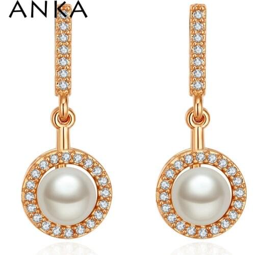 ANKA Brand Earrings With Pearl Cubic Zirconia Earrings Gifts For Women Dangle Earrings With Cubic Zirconia Women 2020 #133424