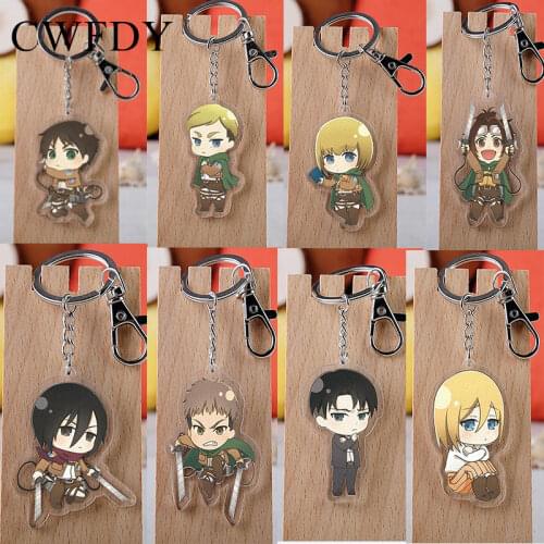 Anime Attack on Titan Keychain Shingeki no Kyojin Cartoon Key Ring Double Sided Acrylic Key Chain For Kids Accessories Cosplay