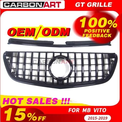 For Vito GT Grill Grille Vertical Style For Mercede-Ben MPV Auto Front Mesh 2015-2018 V250 V260 Car styling grille