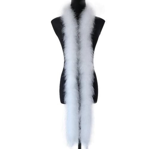White Marabou Turkey Feathers Boa For Wedding Clothes Decoration DIY Carnival Shawl Scarf Accessory Fluffy Plumes Crafts 22Grams