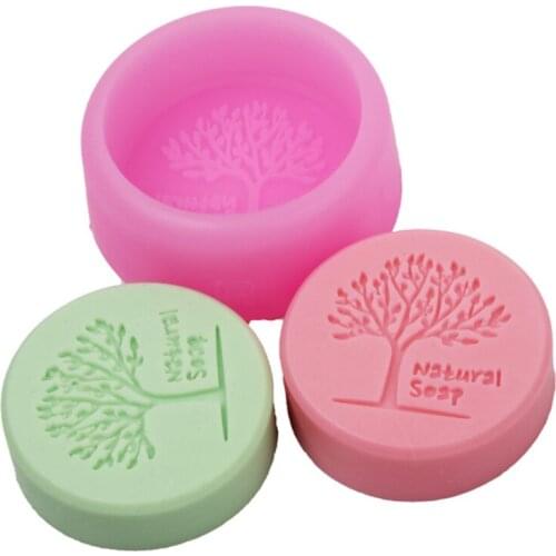 3D Silicone Soap Mold Single Hole Natural Tree Handmade Silicone Mould DIY Round Soap Mold Soap Making Tool Cake Chocolate Molds