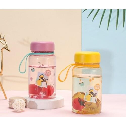 400/600ml Ins Fashion Rope Drink Plastic Portable Space Water Bottle for Baby Kids Children Student Outdoor School Sports Cup