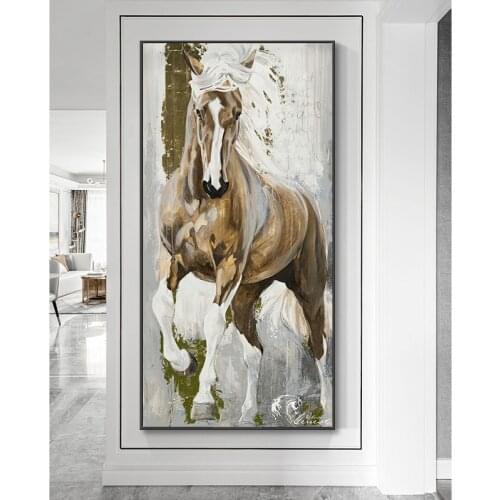 Abstract Running Horse Canvas Painting Modern Animal Wall Art Posters and Prints Pictures for Living Room Decoration