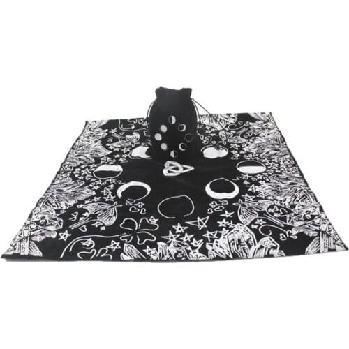 Velvet Tarot Tablecloth with Bag Witch Divination Moon Phases Lover Altar Cloth