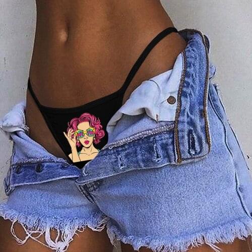 Seamless Sexy Lingerie Womens Funny Printing Underwear Plus Size Solid High Waist Panties For Women Breathable Thongs T-back