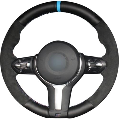 Black Suede Black Leather Steering Wheel Cover for BMW F87 M2 F80 M3 F82 M4 M5 F12 F13 M6 F85 X5 M F86 X6 M F33 F30 M