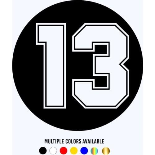 CK2716#18*18cm Number 13 funny car sticker vinyl decal silver/black car auto stickers for car bumper window car decorations