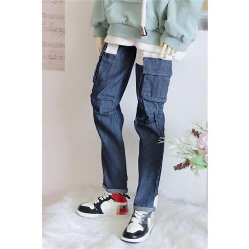 BJD doll clothes fit for 1/3 SD17 SD13 Uncle SSDF size stylish new simple pocket handsome pants jeans blue casual pants men