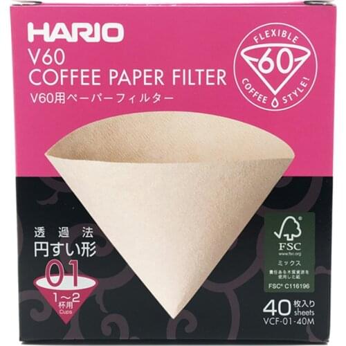 Hario V60 Filter Coffee 01 02 Count Espresso Coffee Natural Paper Filters for 4 Cups Barista Drip Coffee Filter Japan Imported