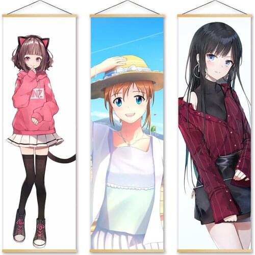 Print Canvas Perfect Girl Poster Home Decoration Wall Artwork Animation Character Picture Wooden Scroll Hanging Painting Bedroom