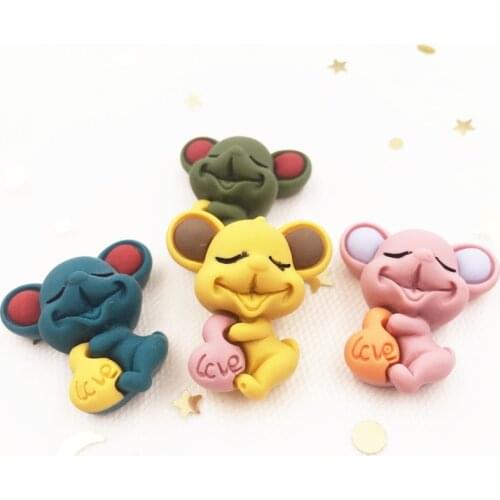 Resin Kawaii Mixed Colorful LOVE Mouse Flat Back Stone Scrapbook 8Pcs DIY Christmas Figurines Decorations for Home Crafts OF885