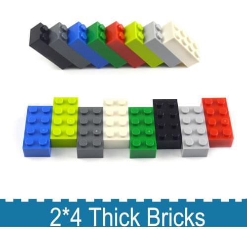 DIY Building Blocks 2X4 Dots Thick Bricks 50pcs 9 color Educational Creative Bulk brick Compatible All Brands Toys Classic Parts