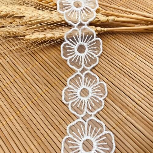1Yards Embroidery Flower Lace Fabric Curtain Guipure 3.6cm Lace Ribbon Sewing Wedding Dresses Clothing Laces Collar encajes PY-3