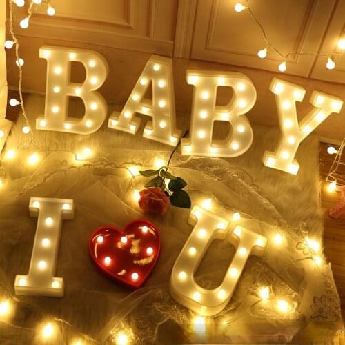 Letters Number Lamp Alphabet Letter LED Light Luminous Number Lamp Decoration Battery Night Light Party Baby Bedroom Decoration