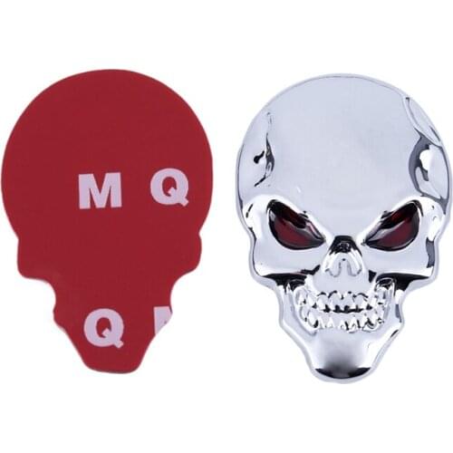 Metal 3d Skull Bone Shape Car Exterior Sticker decorative silver tone