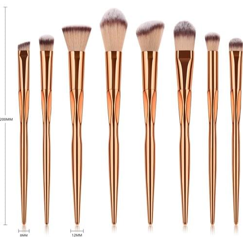 8Pcs Makeup Brushes Set gold HandleEye Shadow Foundation Brush Concealer Blender Brush Beauty Tools Kit for Lip Eye Liner